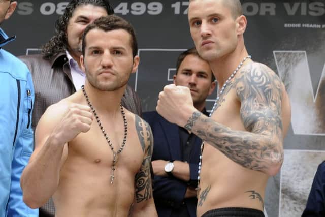 Ricky Burns and Dejan Zlaticanin weigh in ahead of their clash. Picture: John Devlin