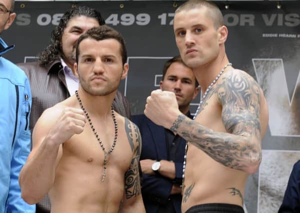 Ricky Burns and Dejan Zlaticanin weigh in ahead of their clash. Picture: John Devlin