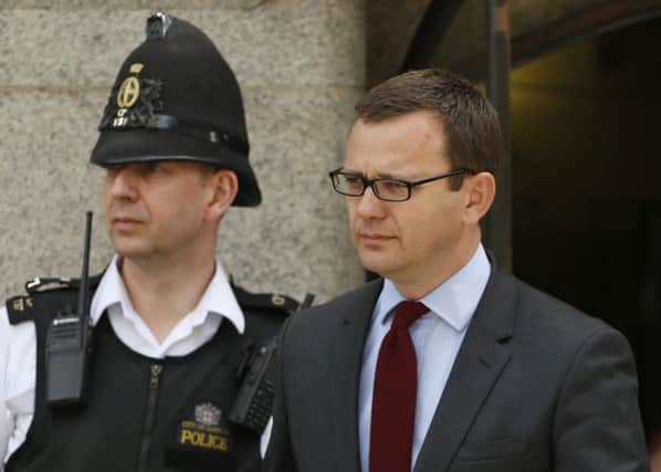 Andy Coulson leaves the Old Bailey after his conviction on Wednesday. Picture: AP