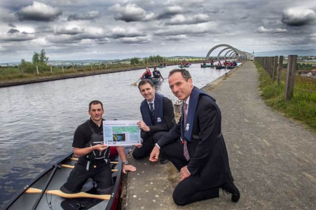 Donald MacPherson (Trail Development Team), Public Health Minister Michael Matheson and Scottish Canals' Chairman Andrew Thin, Picture:Peter Devlin