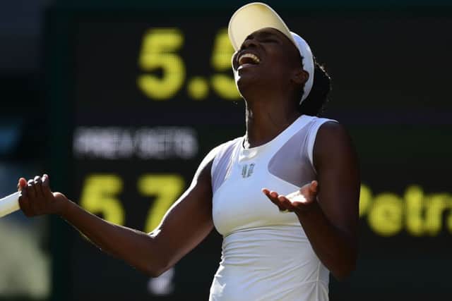 Venus Williams shows her dismay against Petra Kvitova. Picture: Getty