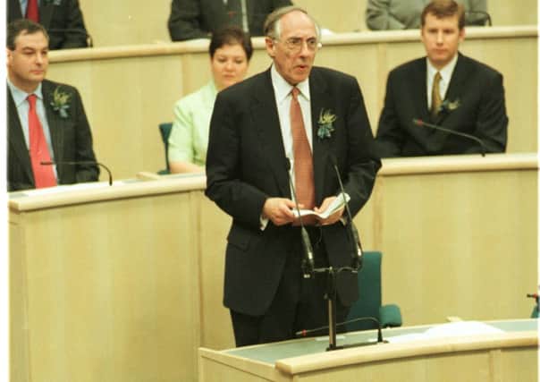Donald Dewar making his speech at the opening of the Scottish Parliament. Picture: PA