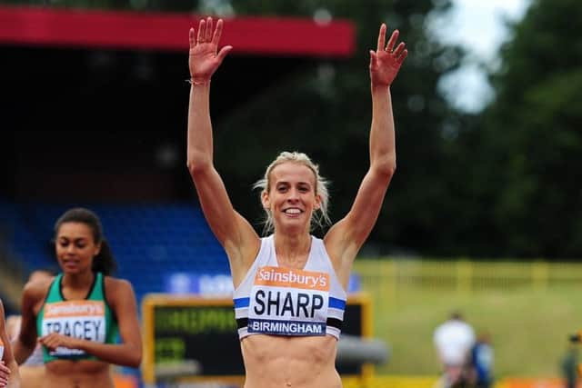 Lynsey Sharp celebrates her title victory in Birmingham. Picture: Getty Images