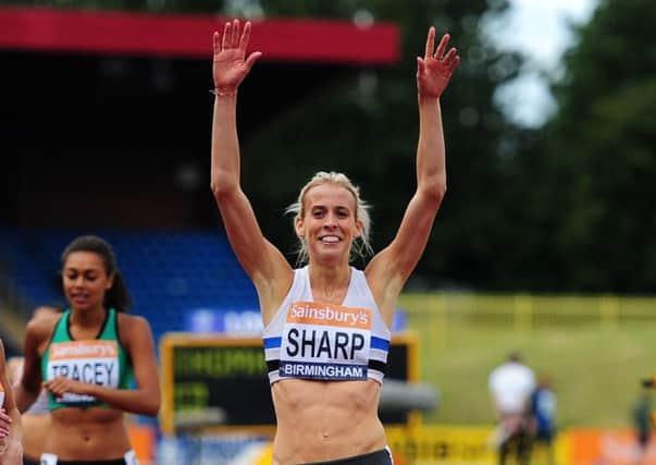 Lynsey Sharp celebrates her title victory in Birmingham. Picture: Getty Images
