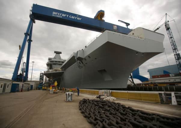 The HMS Queen Elizabeth during construction in Rosyth. Picture: Getty