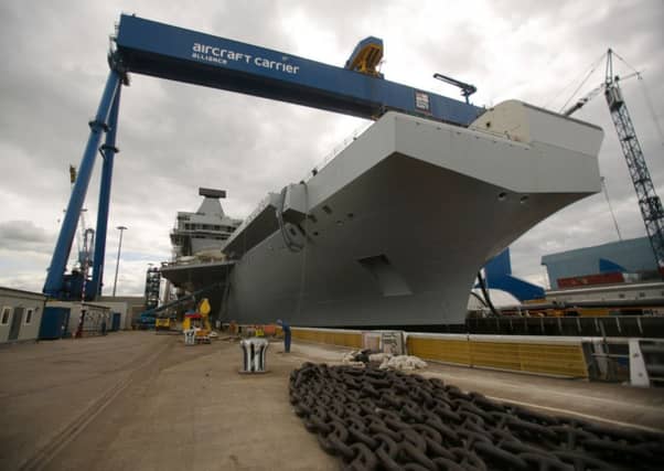 The HMS Queen Elizabeth during construction in Rosyth. Picture: Getty