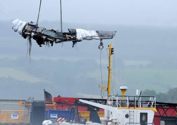 Wreckage and debris from the RAF Tornado collision in the Moray Firth in 2012. Picture: Hemedia