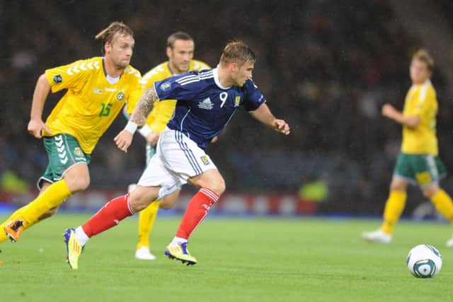 David Goodwillie in action for Scotland. Picture: Ian Rutherford
