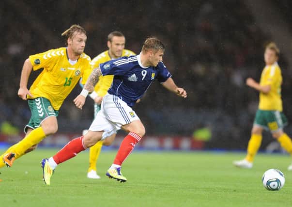 David Goodwillie in action for Scotland. Picture: Ian Rutherford