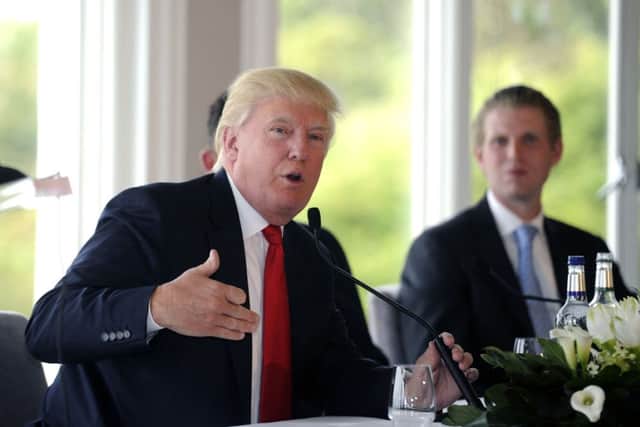 Donald Trump outlined his plans for the development of Turnberry during a press conference yesterday. Picture: John Devlin