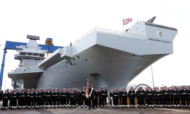 HMS Queen Elizabeth in Rosyth Dockyard, Fife. Picture: PA