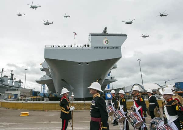 The Queen names Royal Navy's biggest warship in ceremony at Rosyth. Picture: TSPL