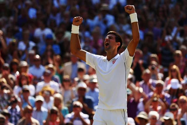 Novak Djokovic celebrates after winning his semi-final match against Grigor Dimitrov. Picture: Getty