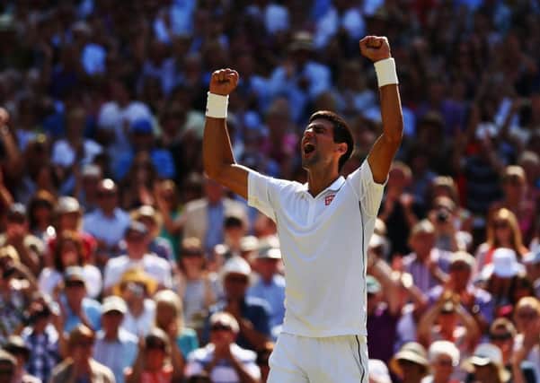 Novak Djokovic celebrates after winning his semi-final match against Grigor Dimitrov. Picture: Getty