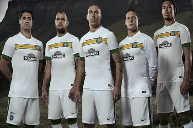 Kayal, Stokes, Brown, Commons and van Dijk model the new kit. Picture: celticfc.net