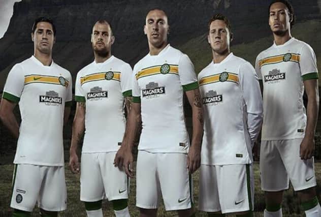 Kayal, Stokes, Brown, Commons and van Dijk model the new kit. Picture: celticfc.net