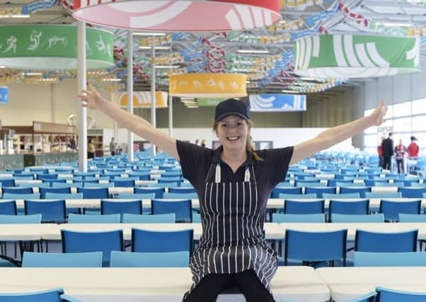 Glasgow 2014 Commonwealth Games, Athletes Village tour.Pictured Alison Kells (20) of hospitality in the main dining area. Picture: Contributed