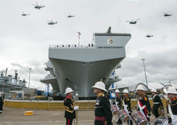 The Queen names Royal Navy's biggest warship in ceremony at Rosyth. Picture: TSPL