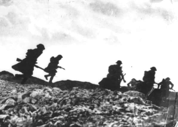 Scottish troops advance in an attack near Arras, during the Battle of the Somme. Picture: Getty Images
