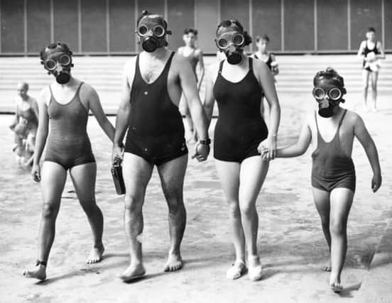On this day in 1938 gas masks were first issued to the civilian population of Britain in anticipation of the Second World War. Picture: Getty