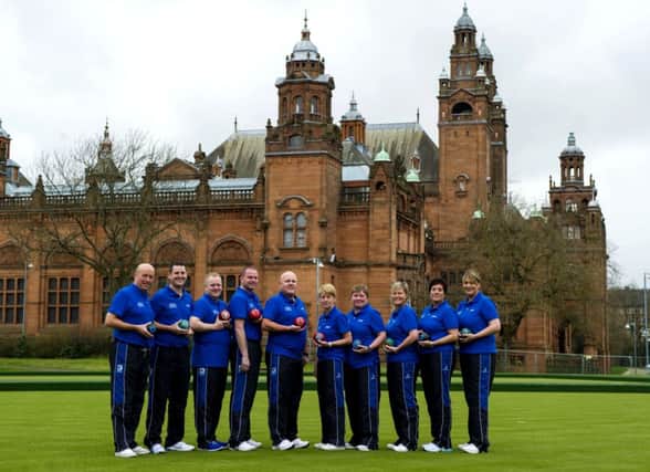 Paul Foster, fourth from left, with the Team Scotland bowlers. Picture: SNS