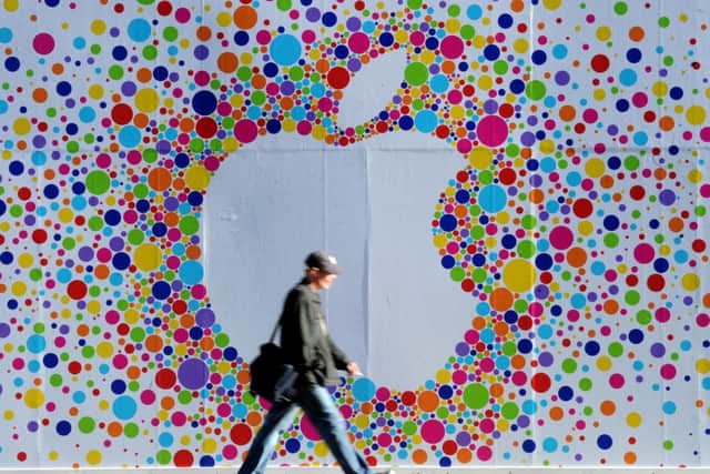 Apple logo on the new site of a brand new store on Edinburgh's Princes Street. Picture: TSPL