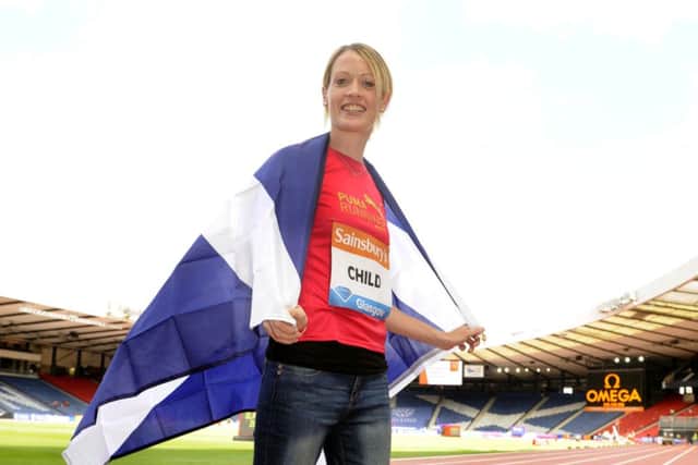 Eilidh Child at Hampden Park where she will race in the 400metres hurdles in the Diamond League tonight. Picture: John Devlin