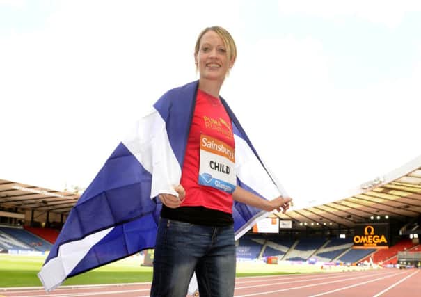 Eilidh Child at Hampden Park where she will race in the 400metres hurdles in the Diamond League tonight. Picture: John Devlin