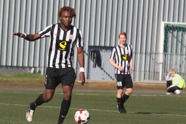 Togo international Farid Zato performs a midfield enforcer role and hopes to catch the eye of any watching scouts on Tuesday evening  Photograph: Nam