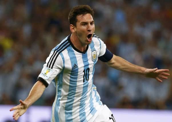 Argentina's Lionel Messi celebrates scoring a goal against Bosnia during their 2014 World Cup  match at the Maracana. Picture: Reuters