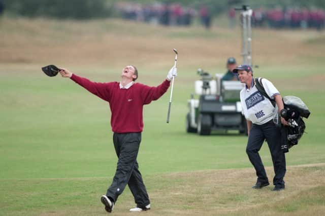 Justin Rose, then 17, after holing the 18th in the 1998 Open. Photograph: David Cannon/Allsport