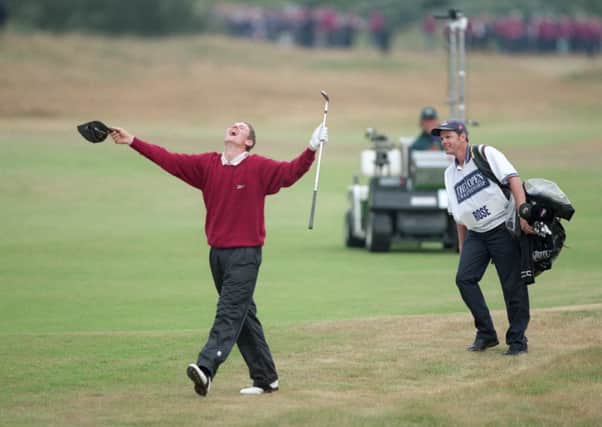 Justin Rose, then 17, after holing the 18th in the 1998 Open. Photograph: David Cannon/Allsport