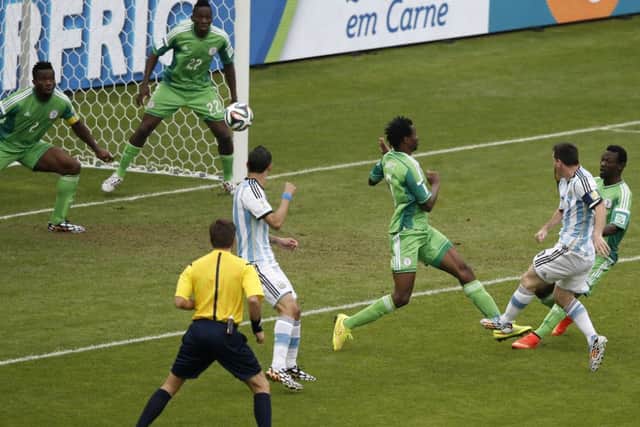 Lionel Messi may have had an unspectacular tournament but he has still scored four times, including this early strike, the first of a double against Nigeria. Photograph: Getty