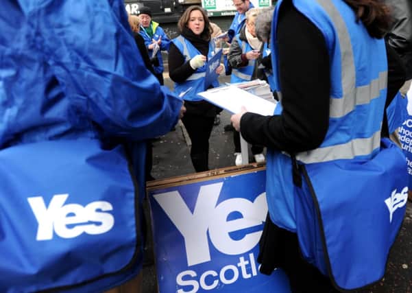 Yes Scotland campaigners in Easter Road, Edinburgh earlier this year. Picture: Jane Barlow