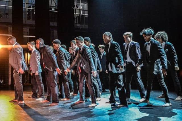 All-male Brit School company Khronos showed fearless physicality and ability to generate excitement