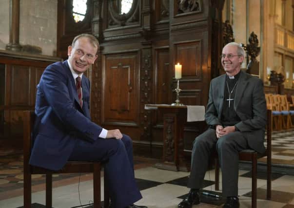 Archbishop Welby told Andrew Marr of the need for transparency in the Church. Picture: BBC