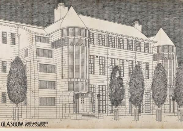 Mackintoshs drawing of Martyrs Public School, Glasgow, in 1896