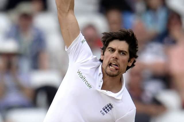 Under-fire England captain Alastair Cook enjoyed more success with the ball than the bat. Picture: Reuters