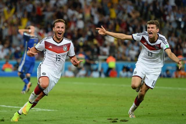 Mario Goetze celebrates his extra-time winner. Picture: Getty
