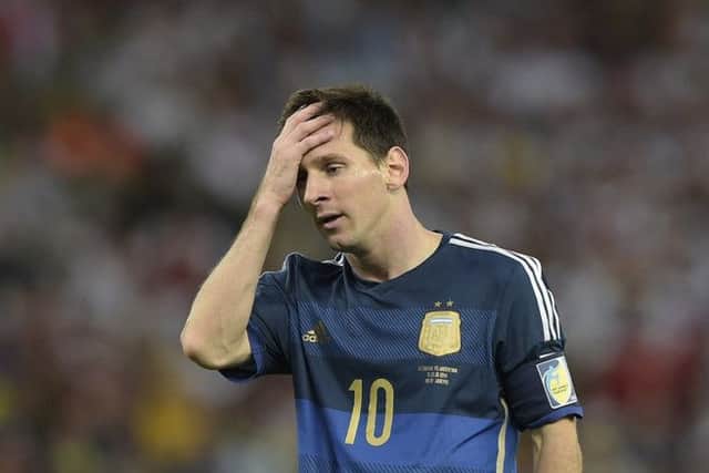 After Mario Gotze scored, Lionel Messi looked weary, a ghostly figure stalking the turf in dejection. Picture: Getty