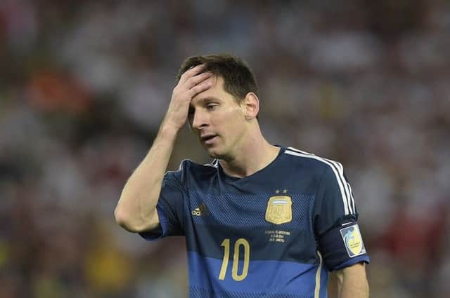 After Mario Gotze scored, Lionel Messi looked weary, a ghostly figure stalking the turf in dejection. Picture: Getty