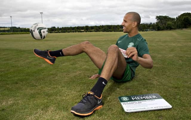 Farid El Alagui shows his skills as he is unveiled at the clubs East Mains training complex yesterday. Picture: SNS