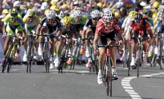Tony Gallopin of France holds off the peloton to win the 11th stage of the Tour de France. Picture: Reuters