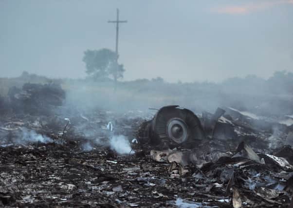 The wreckage of Malaysia Airlines flight MH17 in eastern Ukraine. Picture: Getty