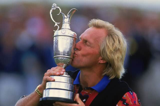 Greg Norman of Australia kisses the Claret Jug after winning the British Open at Royal St Georges in Sandwich. Picture: Getty