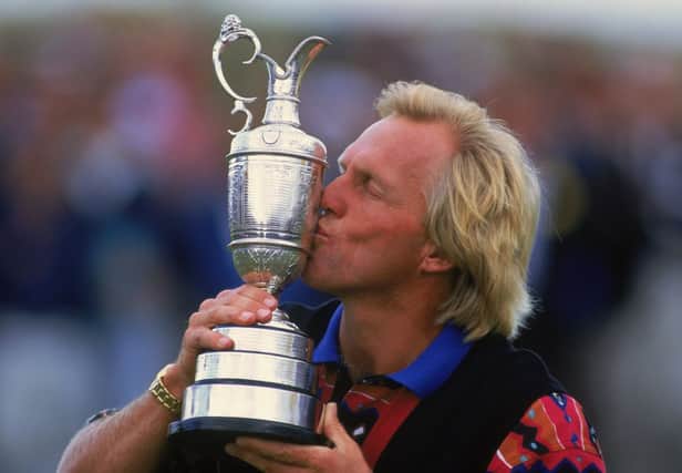 Greg Norman of Australia kisses the Claret Jug after winning the British Open at Royal St Georges in Sandwich. Picture: Getty