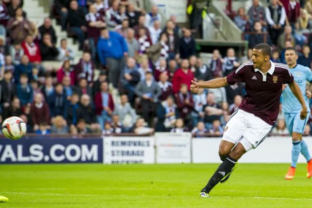 Osman Sow pictured during pre-season. Hearts have been fined for their disciplinary record last season. Picture: SNS