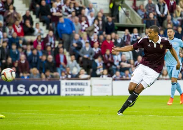Osman Sow pictured during pre-season. Hearts have been fined for their disciplinary record last season. Picture: SNS