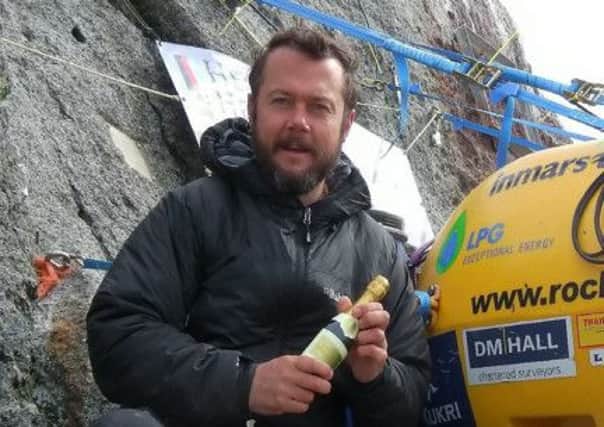 Nick Hancock on Rockall: he celebrated with coffee not bubbly. Picture: Hemedia/SWNS