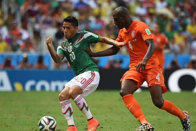 Celtic loan target Javier Aquino came on for Mexico at the World Cup in Brazil. Picture: Getty